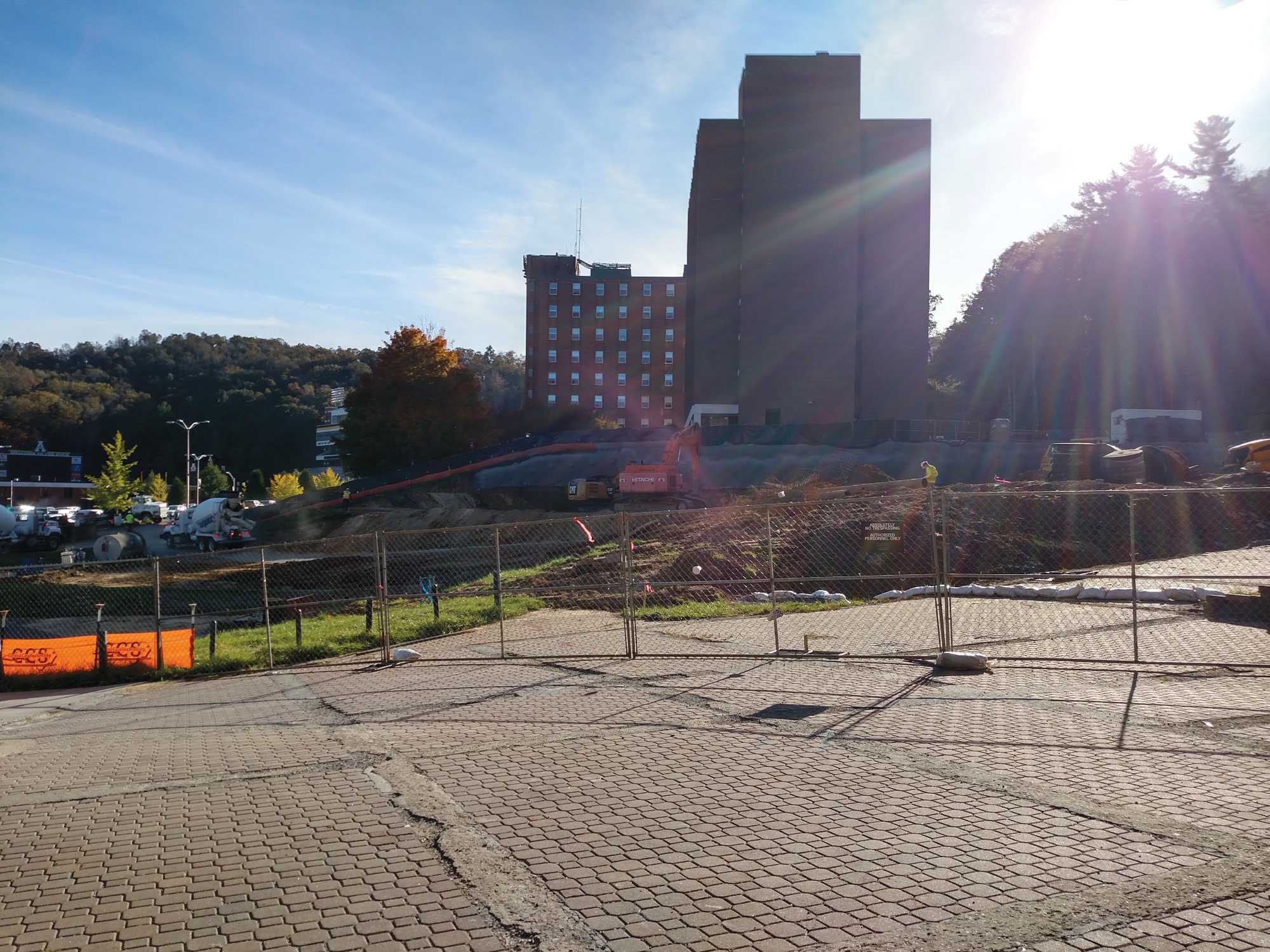 Construction near Eggers Hall on west campus. This construction is one of many building projects happening in Boone.