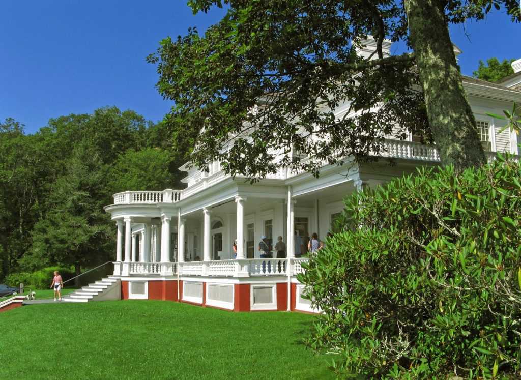 The Moses H. Cone Manor, a 23-room mansion. The estate is a popular Blue Ridge Parkway attraction with hiking trails and horseback riding.