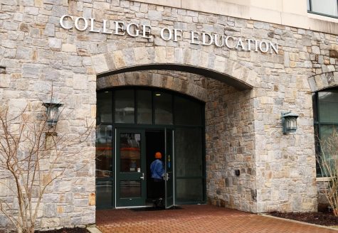 Reich College of Education, where future student teachers take their classes. Student teaching has changed at the university, as future teachers now watch videos instead of interacting with children.