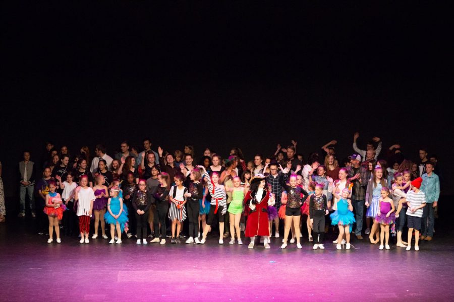 The entire cast of the Shooting Stars 2019 talent show take a final bow on stage. Over 70 acts tried out for the talent competition which took place on Friday April 12th at The Schaefer Center.