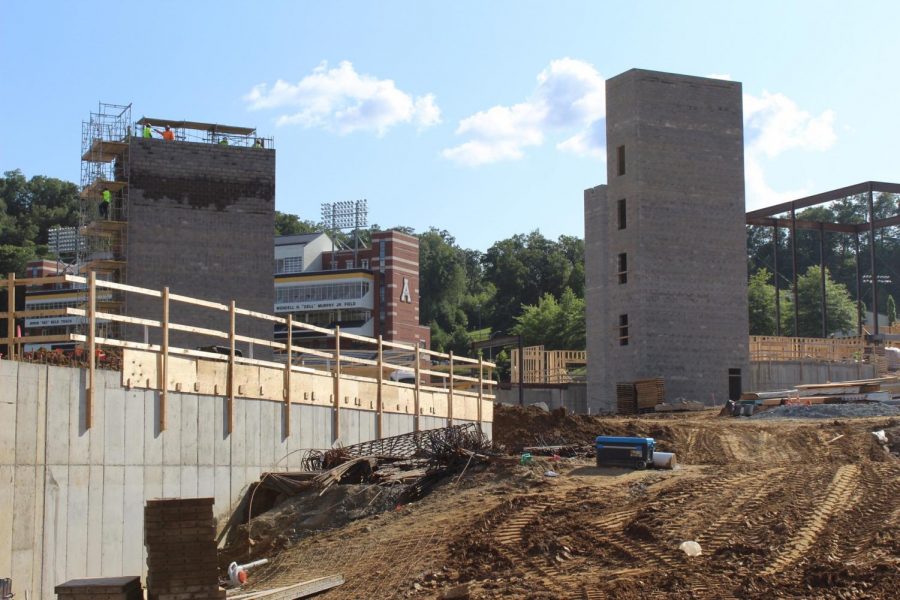 Construction continues on the site of the old Duck Pond Field on new residence halls. Both building 100 and 200 are scheduled to open in the fall 2020. 
