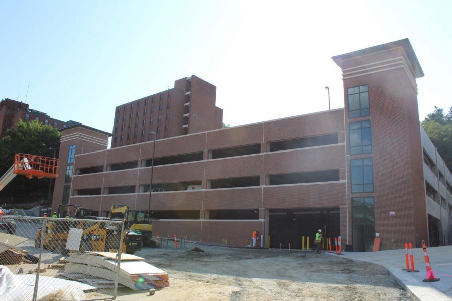 The new parking deck on the old Winkler Hall site. The parking is on schedule to open in August. 
