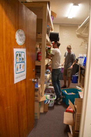 Volunteers stock the pantry at the Food Resource Hub in 2019. App State has spaces across campus where students and faculty can get a variety of items including food for free to eliminate food insecurity, a problem that has been exacerbated by the pandemic.