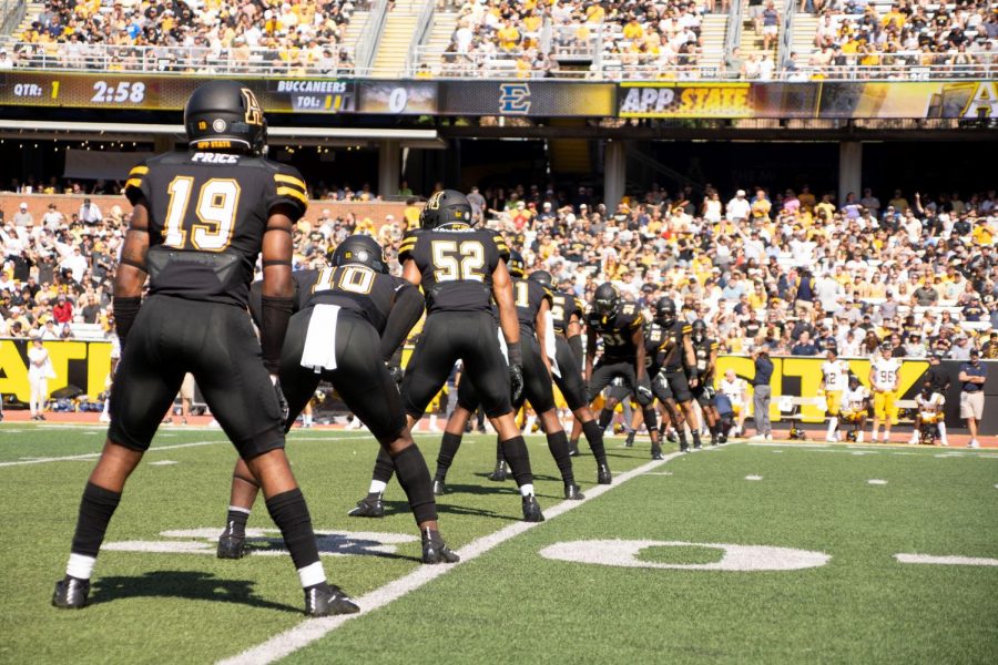 App States special teams unit lines up for the opening kickoff of App States 42-7 win over ETSU on Aug. 31. // Photo courtesy of App State Athletics