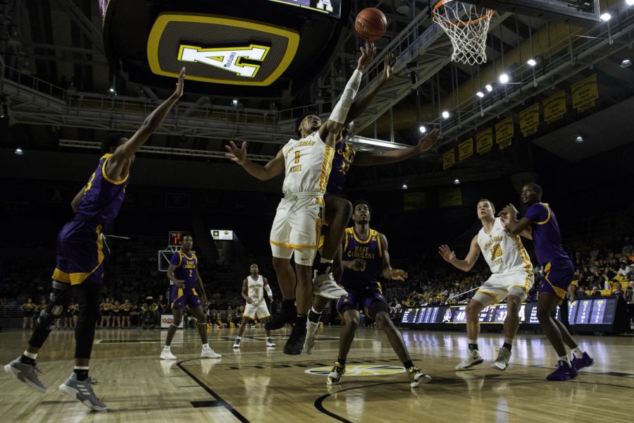 Junior guard Justin Forrest reaches up for a layup during App State's 68-62 win over East Carolina. 