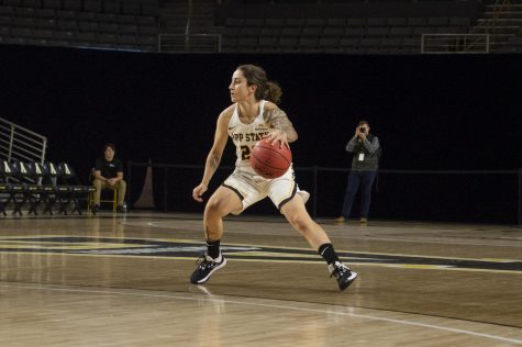 Senior guard Ashley Polacek led the Mountaineers with 13 points in the 80-53 loss to Coastal Carolina on Jan. 18.