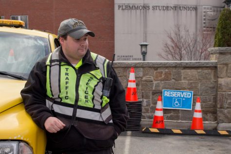 Traffic Officer 613 directs parking traffic during the day to ensure voters have places to park. He said only one person has used the accessible parking space  for voting in the past two years.