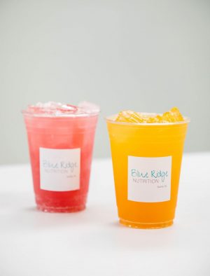 Two of Blue Ridge Nutritions most popular drinks. Pink Drink and Honolulu.