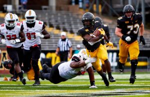 App State freshman running back Nate Noel gets a carry in the 52-21 win over Campbell Sept. 26. App States game against Louisiana set for Oct. 7 has been postponed due to positive COVID-19 tests the program announced Thursday.