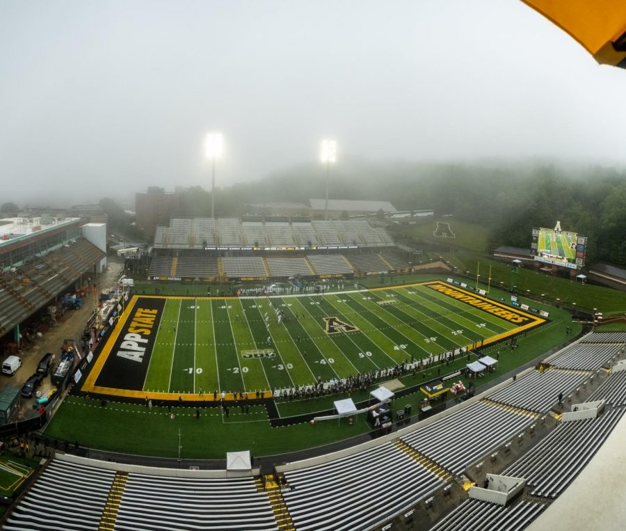 App State defeated Charlotte 35-20 in the opening game of the season at an empty Kidd Brewer Stadium Sept. 12. The Mountaineer offense rushed for over 300 yards and four touchdowns.
