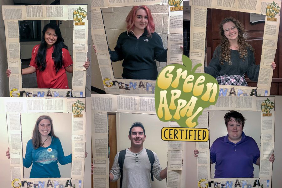 Students+celebrate+being+Green+Appal+certified.+The+program+helps+students+living+on+campus+to+be+more+sustainable.+