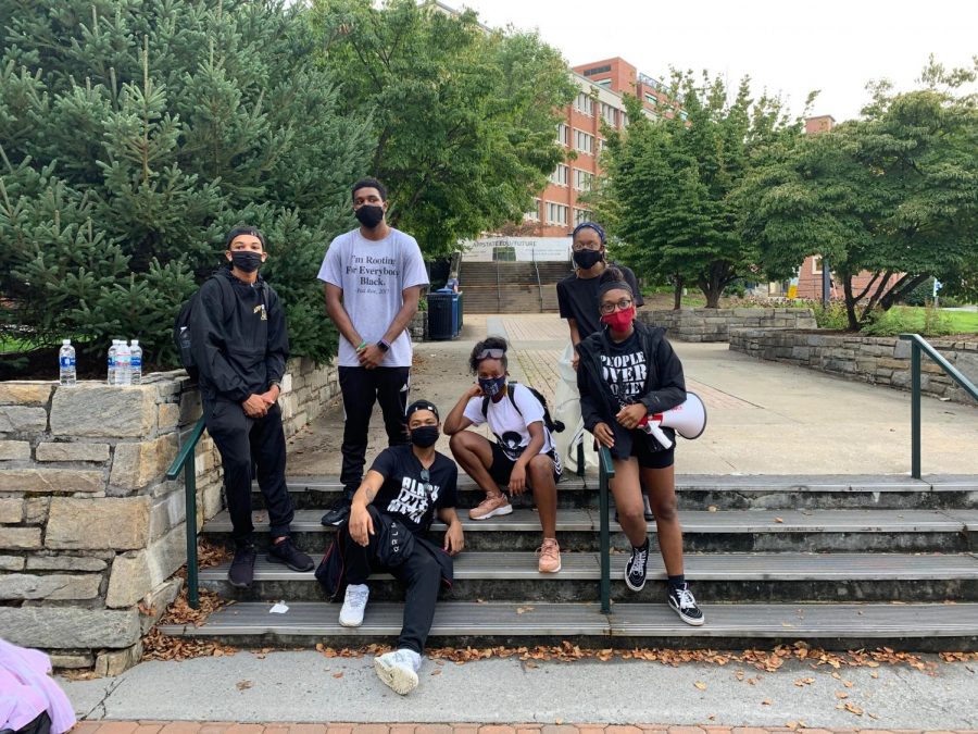 The Black At App State Collective at the Wake the Chancellor march against injustice Aug. 31, a month after releasing their initial demands to the university.