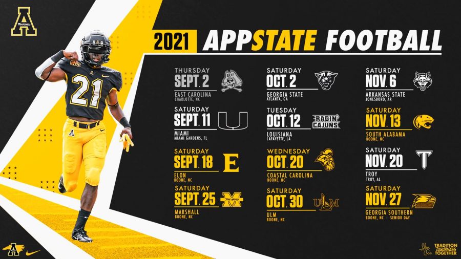 App State football announced its full schedule March 1. The Mountaineers are set to play in two NFL stadiums to open the year, which head coach Shawn Clark described as a big deal for our players.