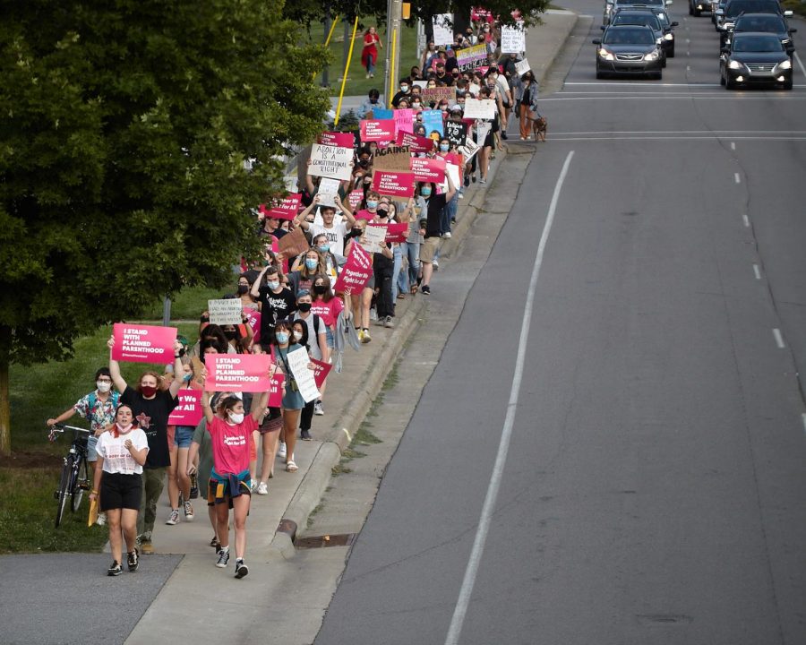 In an event organized by App States Planned Parenthood Generation Action, students marched across campus Monday to protest a recent abortion ban in Texas. 