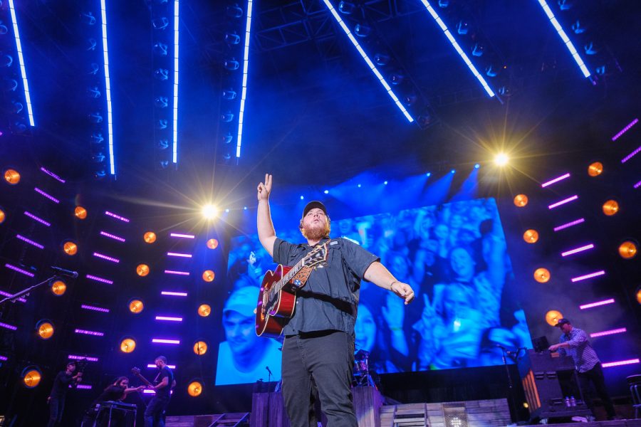 Luke Combs performing at Kidd Brewer Stadium Sept. 4, 2021.