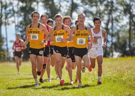 Senior Ryan Brown, graduate student Daniel Smith and sophomore Ryan Teuscher lead the way for App States mens cross country team at the Sun Belt Championships. 