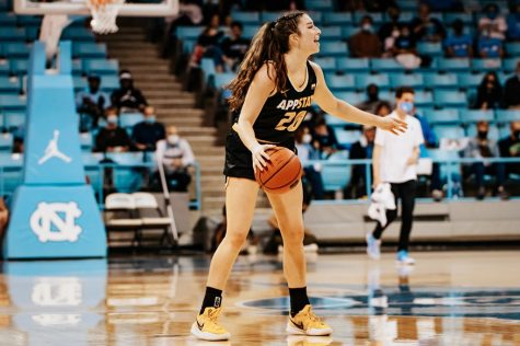 Senior Brooke Bigott commands the offense against the Tar Heels in Carmichael Arena. Bigott has recorded 15 points and 11 steals after starting the first four games of the season. 