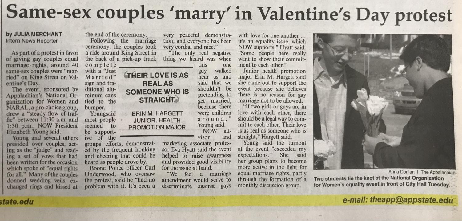 This Day In History Same Sex Couples ‘marry In Valentine S Day Protest The Appalachian