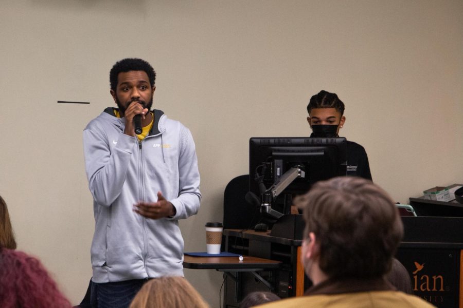 Student Body President and Black at App State member, Bailey Gardin, speaks at the SGA Town Hall Meeting, Feb. 20, 2022.