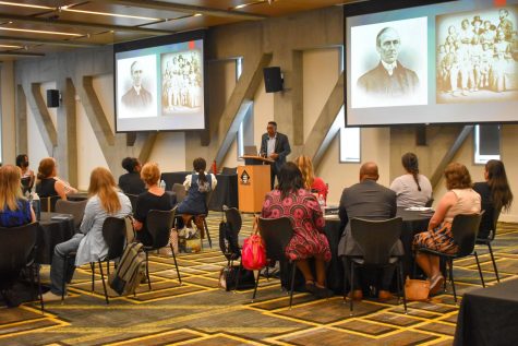 Rodney Dawson speaks at the Juneteenth lunch and learn in the Parkway Ballroom June 15.