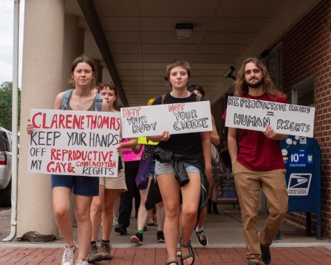 Abortion rights demonstrators marching along King Street on June 25, 2022.