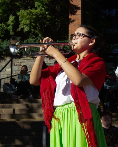 Crystal Gomez-Aguilar performs “Canta no Llores” on trumpet to an audience at the Latin Hispanic Heritage Festival, Sept. 23, 2022.