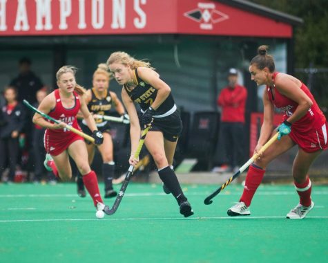 Graduate student midfielder Friederike Stegen attacks the Miami defense Nov. 5, 2022. 