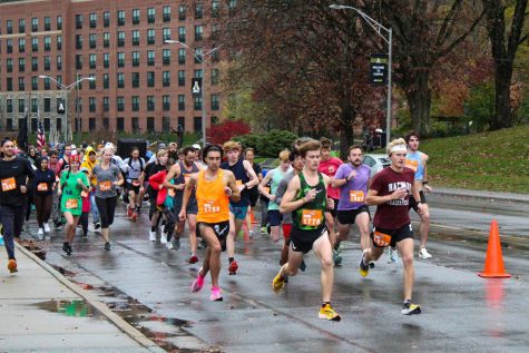  Runners cross the starting line at the start of the annual Spooky Duke Race (Nov. 5, 2022).
