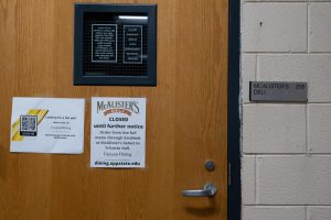 The entrance to the closed McAlisters Deli in Plemmons Student Union.