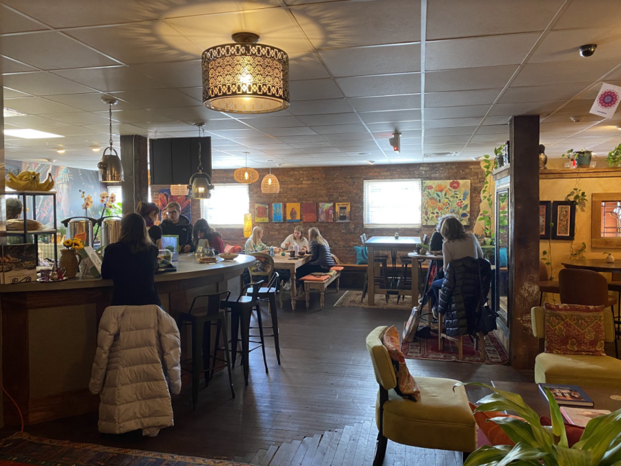 The inside of Rooted on King. Rooted on King is a plant-based cafe with an emphasis on healthy food, touches of international flavor and close community ties. 
