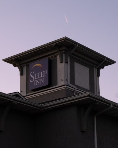 Sleep Inn, located off the U.S. Highway 105 Extension, as the day ends.