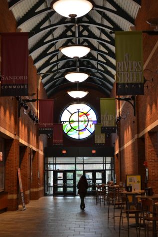 The inside of Roess Dining Hall.