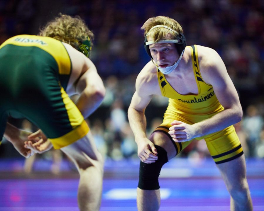 Redshirt freshman Ethan Oakley takes on North Dakota States McGwire Midkiff at the NCAA Championships March. 16, 2023.