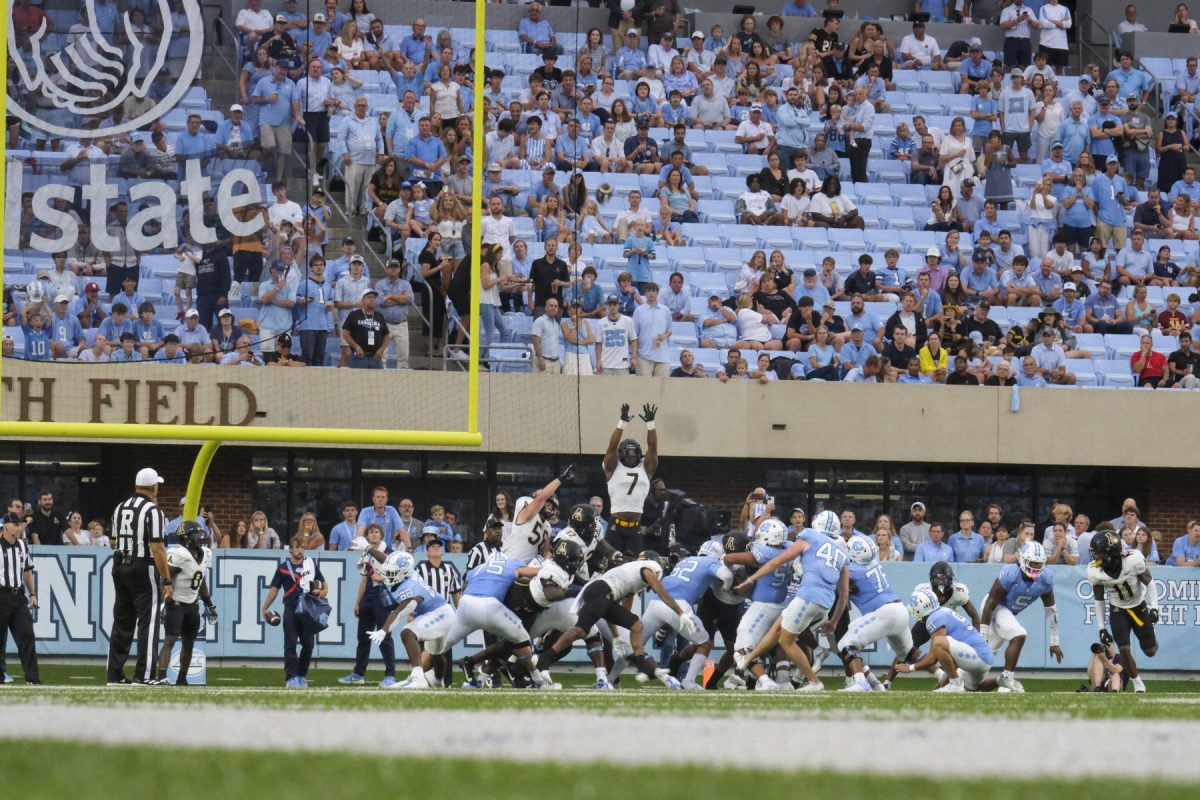 UNC kicker Ryan Coe missed the potential game-winning field goal as time expired.