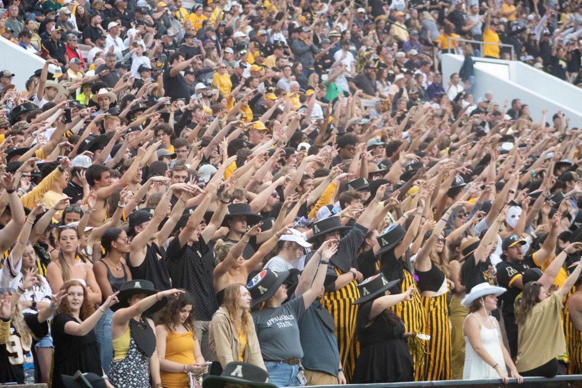 The student section at Kidd Brewer Stadium cheering on the Mountaineers against ECU Sept. 17.