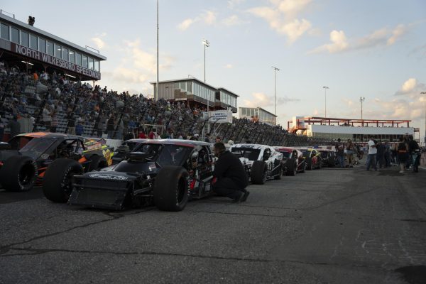 Cars get lined up for the start of the race at North Wilkesboro Speedway. Sept. 30, 2023. 