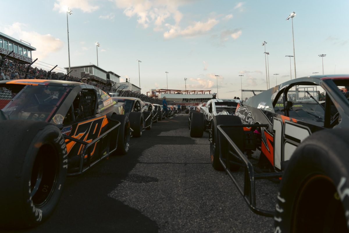 Jake Crum, in start position one, and Eric Goodale, in position 2, getting ready to start the Carolina Crate Modified Series (CCMS) race. Sept, 30, 2023.
