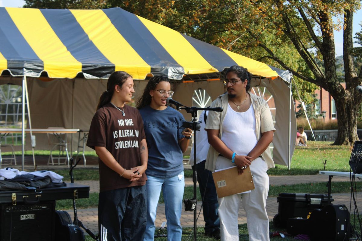 The Student American Indian Movement opened the festival with a land acknowledgment. Following this, Hugo Rios-Pineda (right), president of LHA, made a speech giving thanks to volunteers and everyone in attendance.