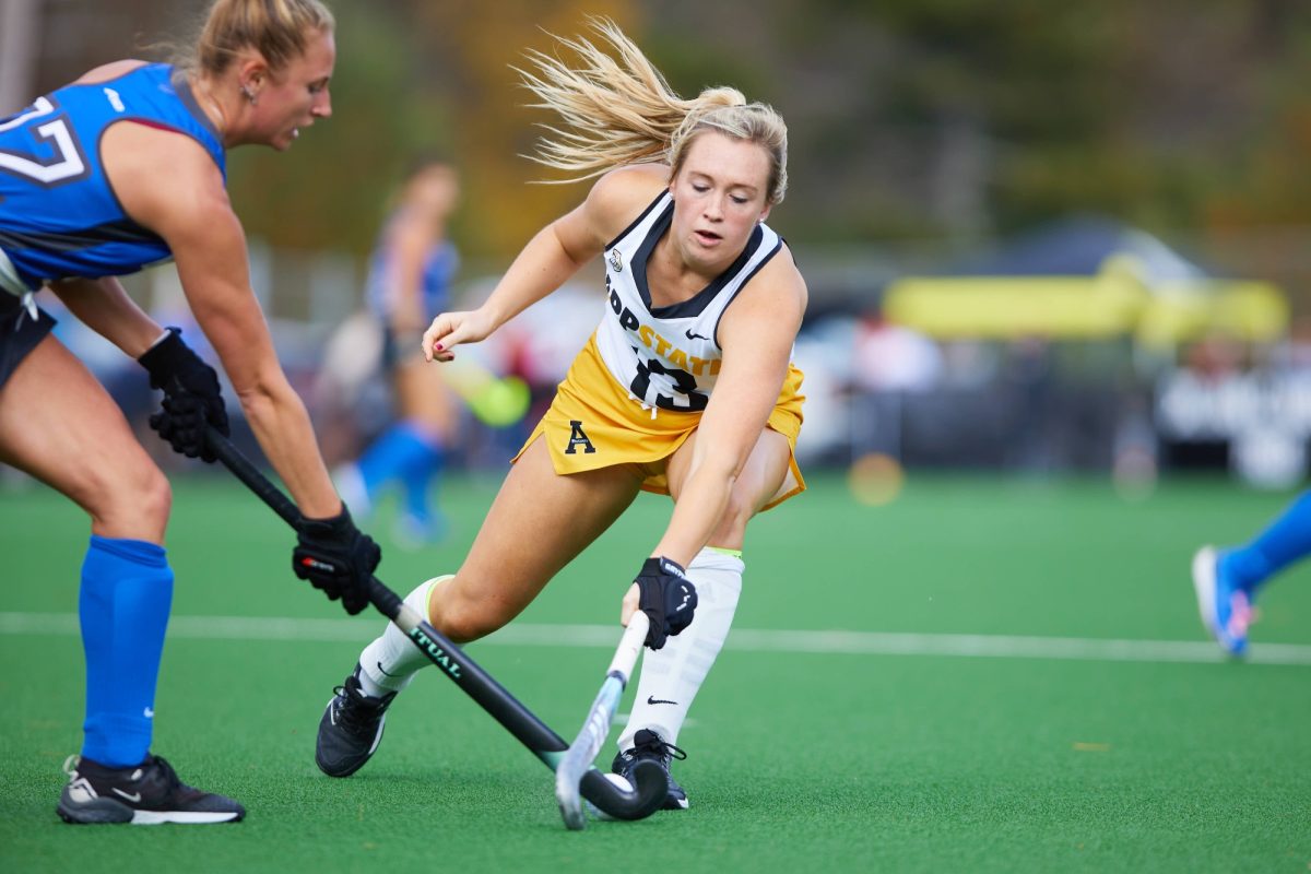 Junior forward Charlotte Bosma battles a Saint Louis player for possession Oct. 29. Bosma is up to six goals on the season.