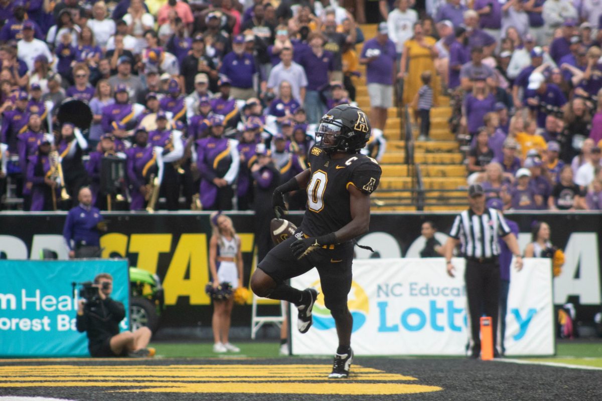 Redshirt junior wide receiver Milan Tucker gets into the end zone against East Carolina Sept. 16, 2023.