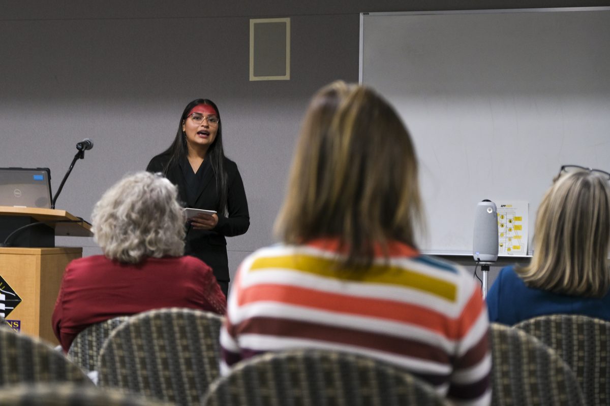  “One of the things that we the Cherokee people… have lost is our dialect,” said Alitama Perkins, Cherokee Central High School student, on Nov. 6, 2023. She continued to address the various steps that the community can take to help restore the dialect, including providing a support system for Cherokee people to be open about themselves and their experiences.