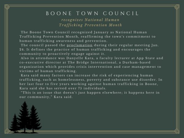 Boone Town Council recognizes National Human Trafficking Prevention Month