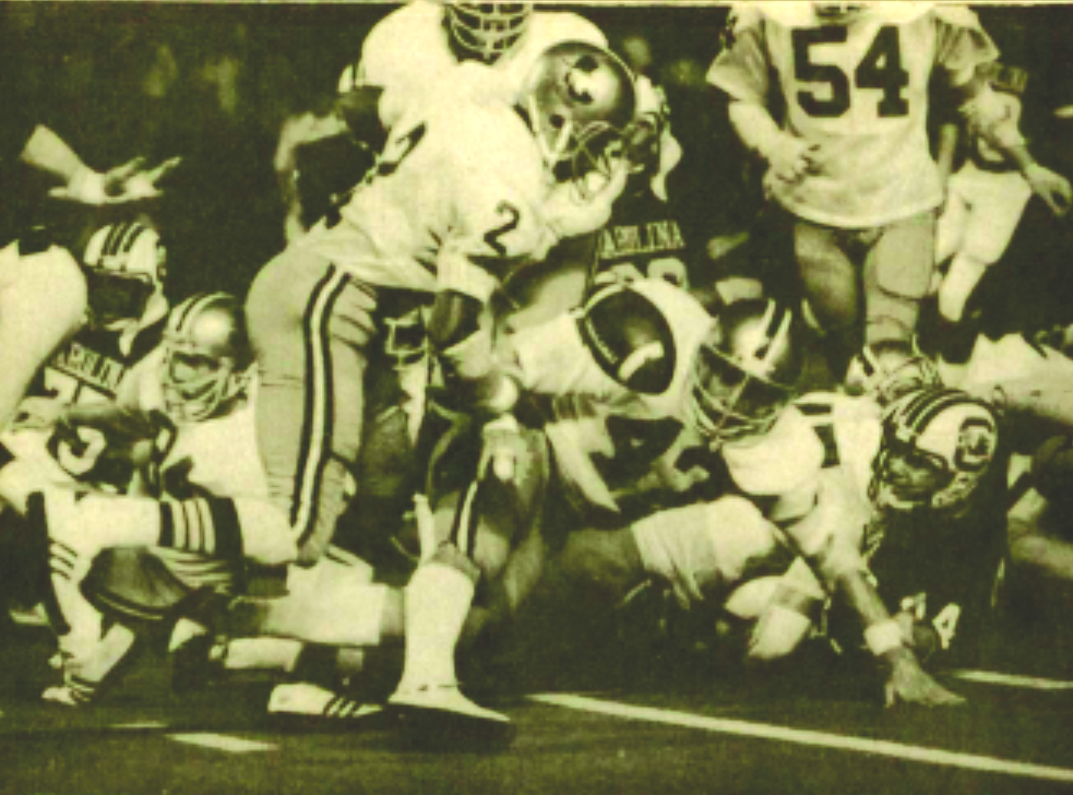 The football uniform used during the 1970s. Photo originally published in the Sept. 7, 1976 issue of The Appalachian.