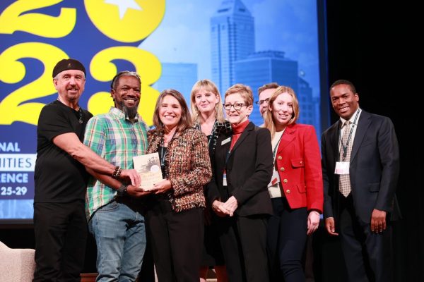 North Humanities staff receiving a national Schwartz Prize by the Federation of State Humanities Councils in 2023 for North Carolina Reads’ outstanding statewide impact. Courtesy  of Melanie Moore Richeson