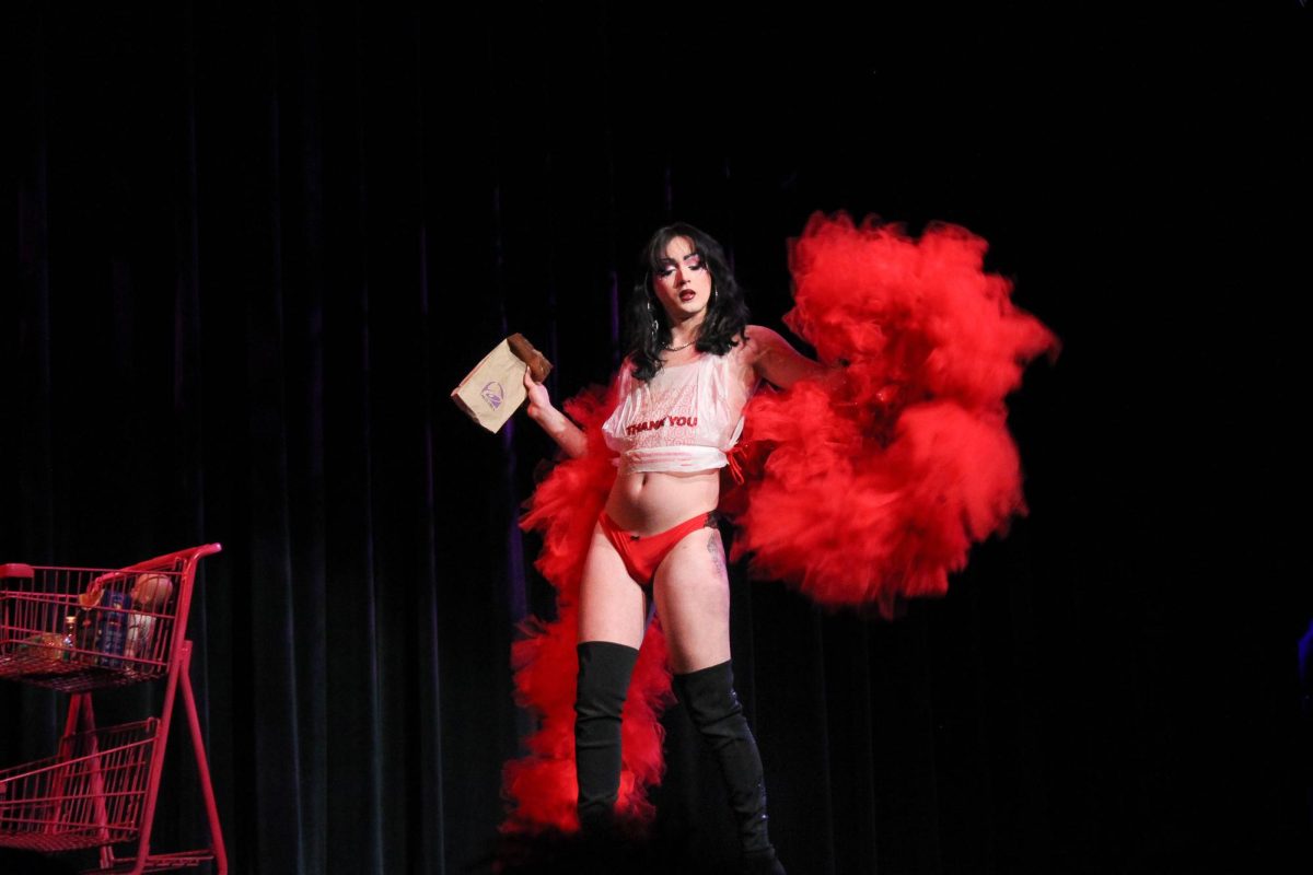 The Queen Jo Lean Liqueur wooed the crowd with her long red boa and Taco Bell references on Feb. 17. 