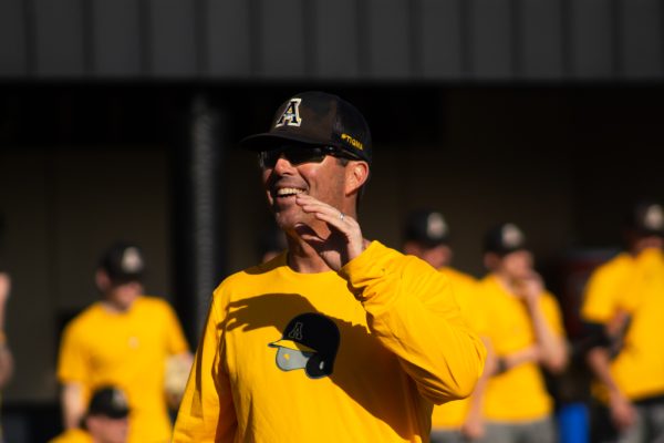 Head coach Kermit Smith during spring training Feb. 22. The 2024 season will be Smith’s eighth season at App State and he is the 13th coach in program history. 