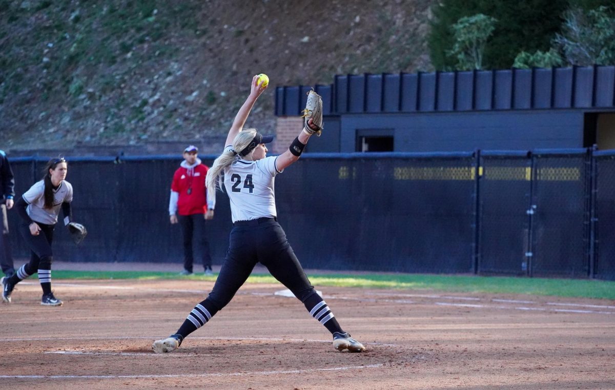 Senior pitcher Kaylie Northrop winds up a pitch against No. 23 Louisiana March 28.