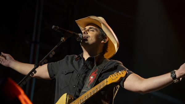 Brad Paisley singing to his fans at Kidd Brewer Stadium on July 27. Paisley released his debut album in 1999 and has made 11 more studio albums since then.