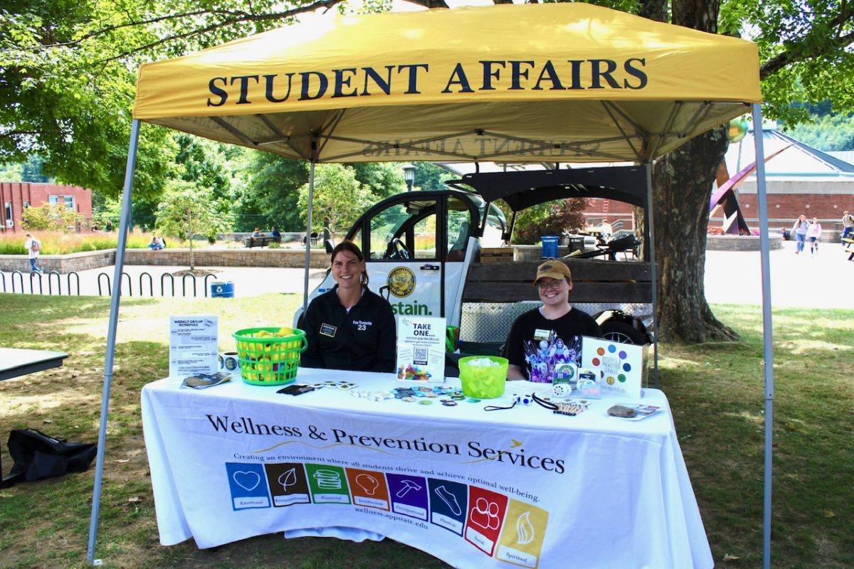 The Wellness and Prevention Services table at the Health, Wellness & Safety Festival on Sept. 4. The department provides information on resources and opportunities they offer.