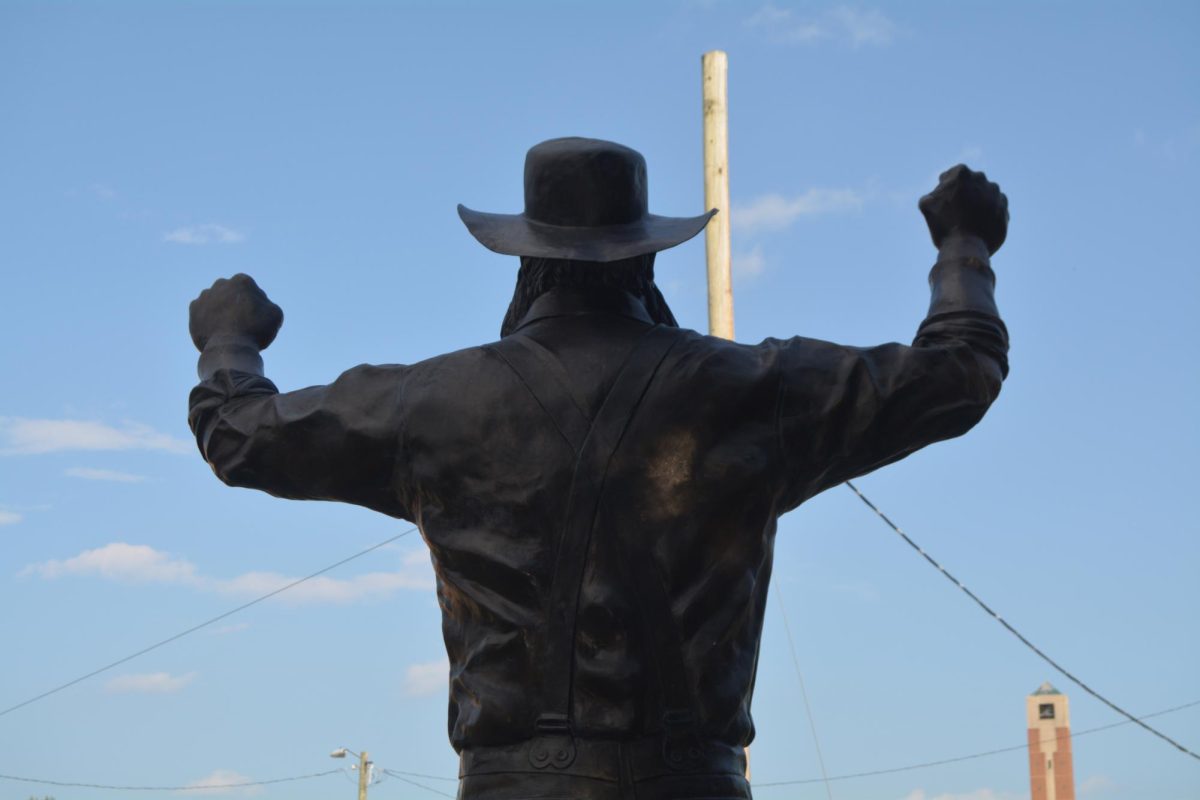 The Yosef statue overlooking the east side of campus on Aug. 26. The Yosef statue stands six feet and six inches high and serves as a reminder to all Mountaineers to be “yourself.”